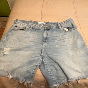 KanCan Light Blue Distressed Denim Shorts